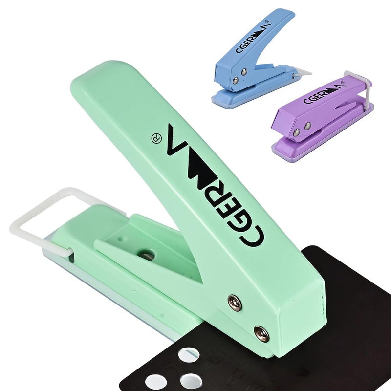 Cgerma Single Hole Puncher, 3 Pack ， 1/4" Hole, 50% Labor Savings, Heavy Duty Metal Punch, 15 Sheet Capacity, for ID Cards, Chipboard, Art Project, Crafts Easy Punching, - Image 1